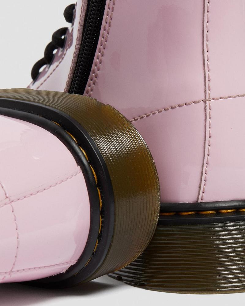 Kids' Dr Martens Youth 1460 Patent Leather Lace Up Boots Pink | AU 712EBC